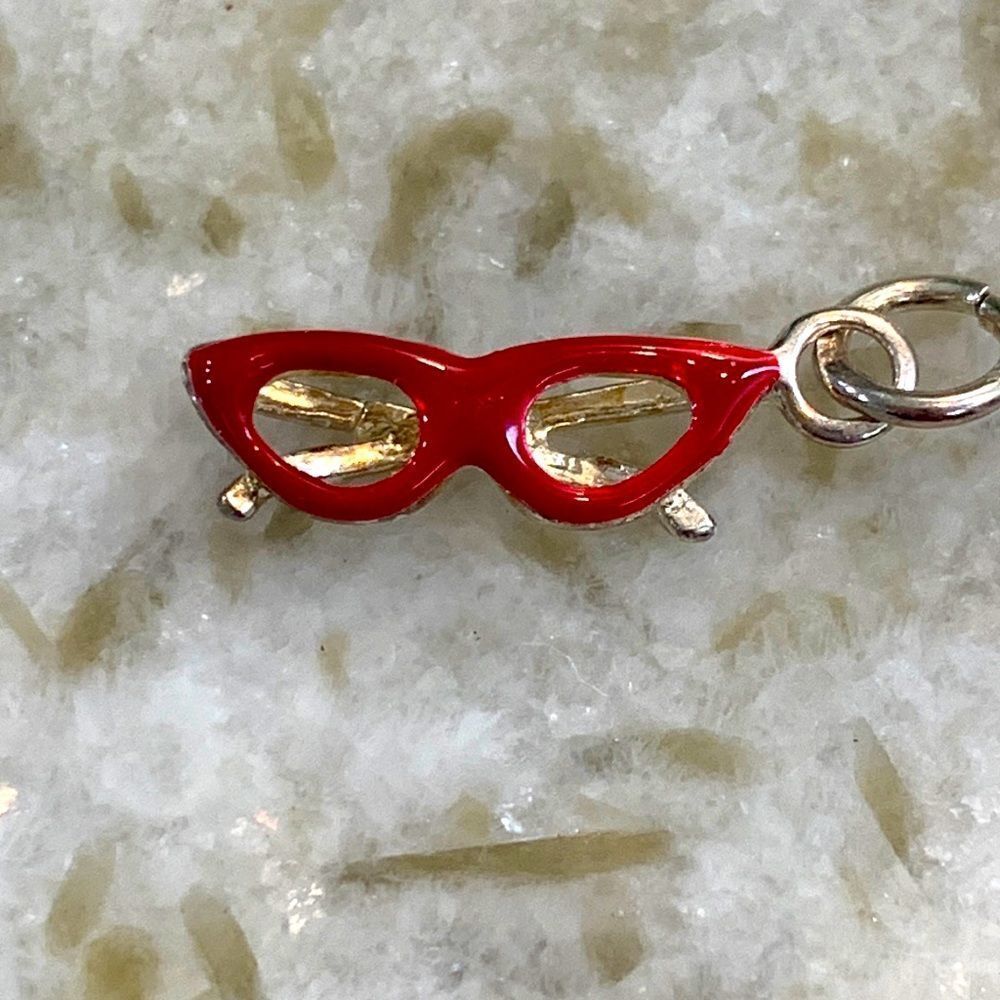 Red Eyeglasses Sterling Silver Jewelry Charm #eyeglasses